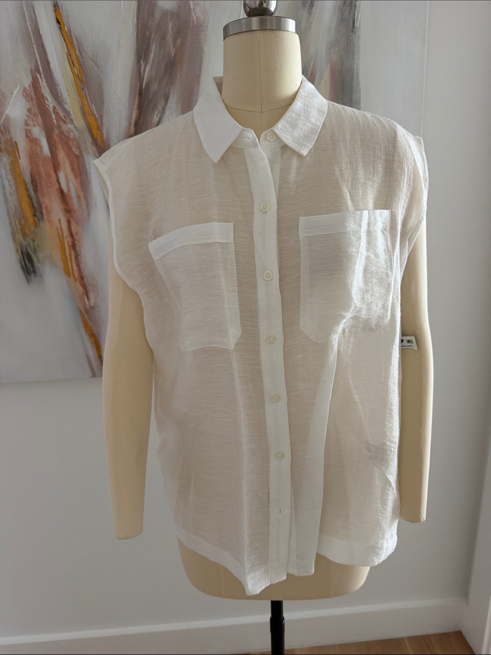 Alfani Sheer White Short-Sleeve Button-Down Shirt